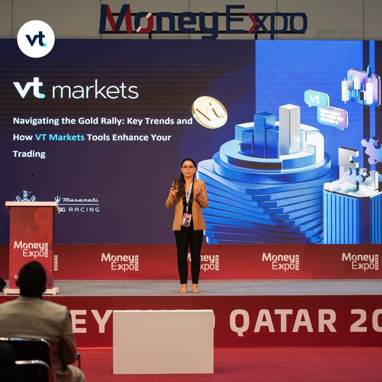 Maria speaking at Money Expo Qatar 2024